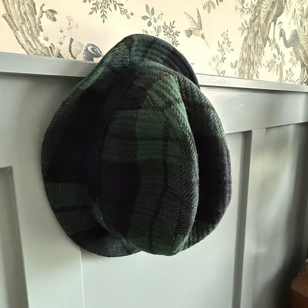 Vintage Pendleton 100% Virgin Wool Fedora Hat XL Blue Green Plaid Tartan USA F/W